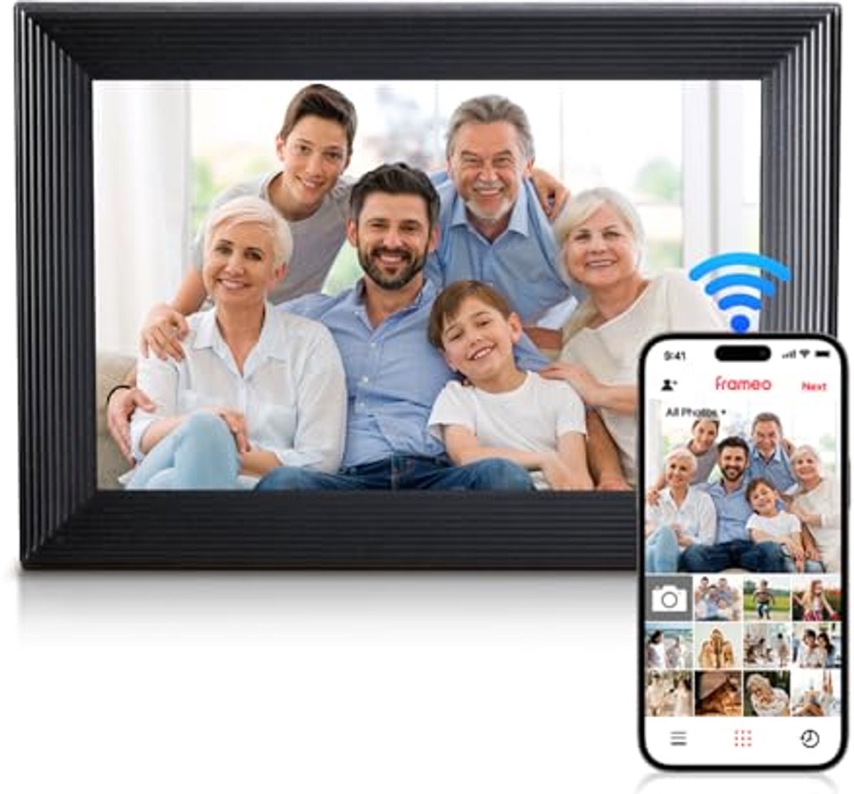 Digitale Fotolijst 10,1 inch met WiFi en 32GB Geheugen - Touchscreen, Automatische Rotatie en Delen via App