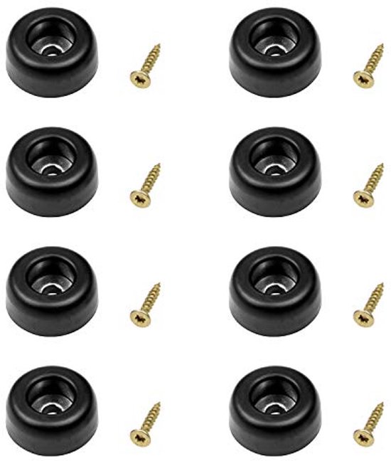 Klein rond rubberen kussen meubelbescherming zwart rubber verhoog de hoogte met schroefbevestiging. Geschikt voor alle soorten kleine meubels verhogen de hoogte voorkomen wegglijden (16