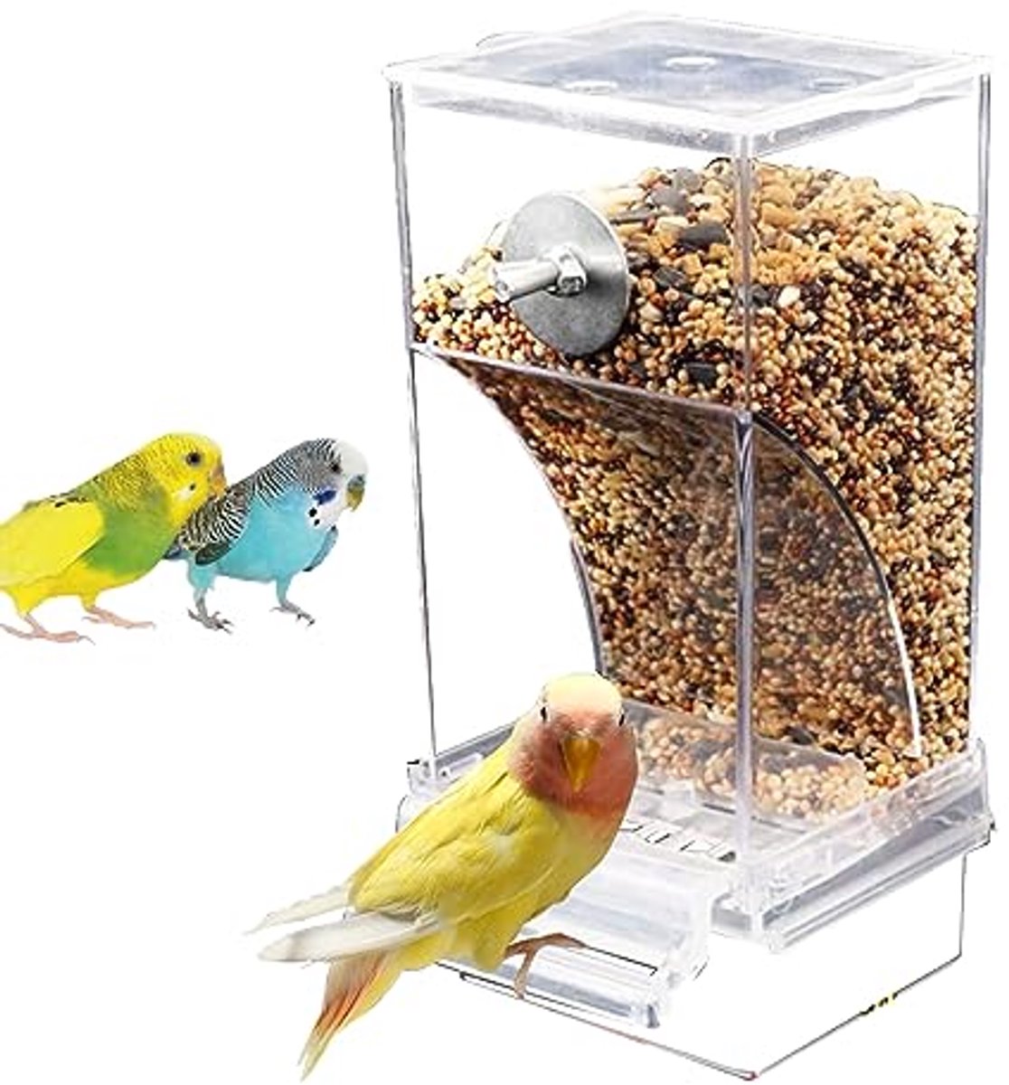 Automatische Vogelvoerdispenser voor Kleine Dieren met Zaadopvang en Afvalbak