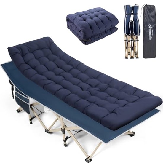 Opklapbed voor Binnen Veldbed met Matras Breedte 65cm Draagvermogen 250kg Logeerbed Campingbed Rugleuning Kan in Zes Posities Worden Versteld(Gray A