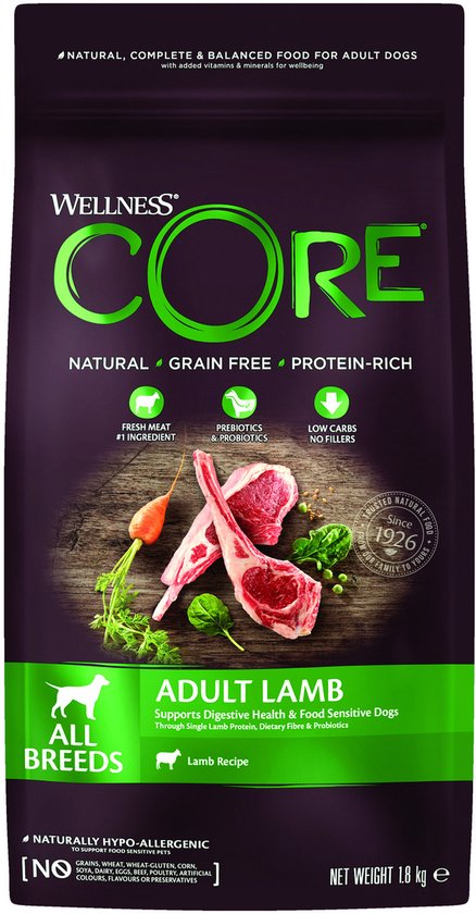Wellness Core Grain Free Dog Adult Lam - Hondenvoer - 1.8 kg