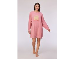 Woody slaapkleed meisjes/dames velours - roze - kat - 252-10-WDA-V/404 - maat XXL