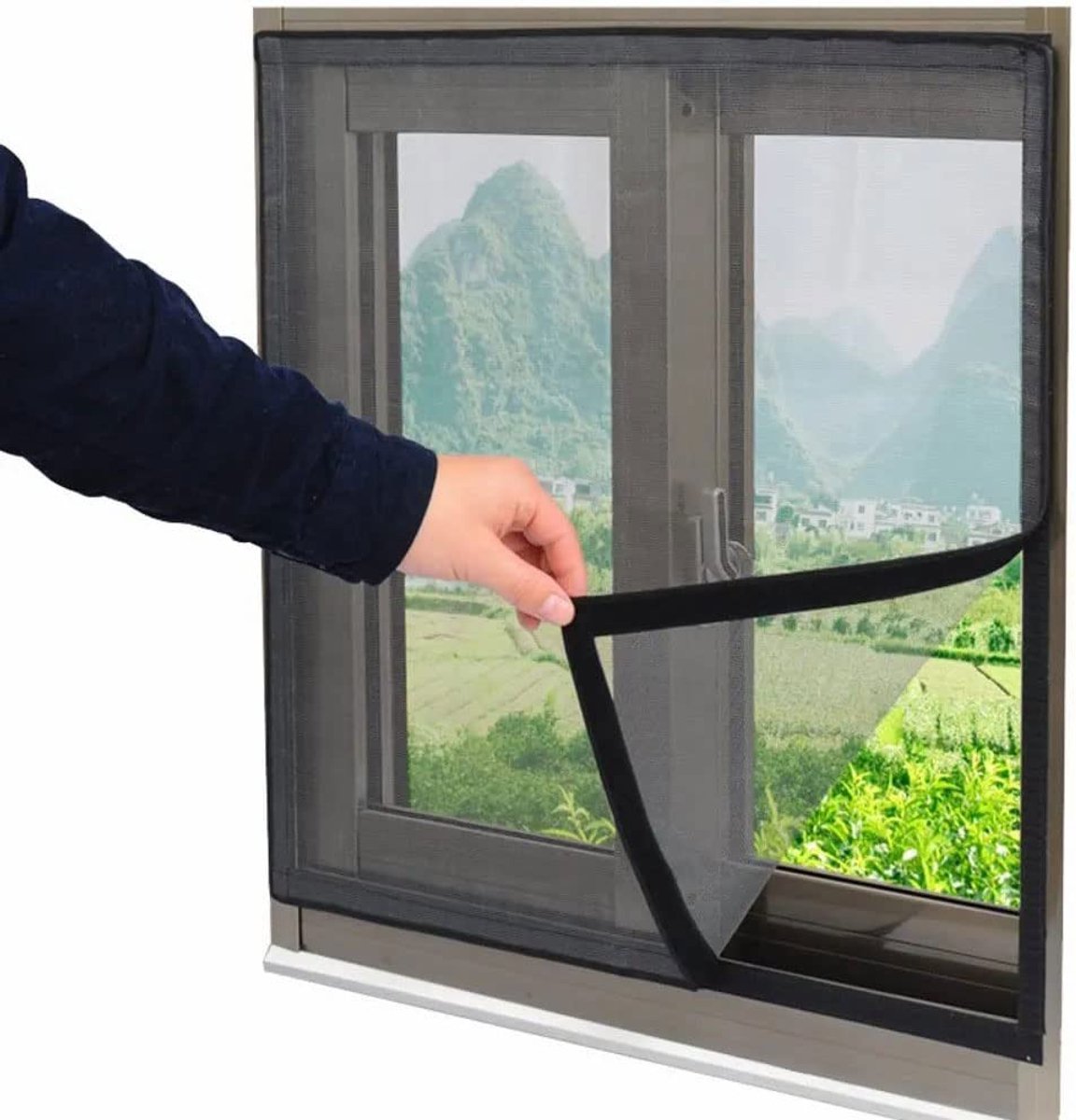 Muggennet 100 x 110 cm | Voorkomt Insecten met Zelfklevende Banden | Ideaal voor Ramen
