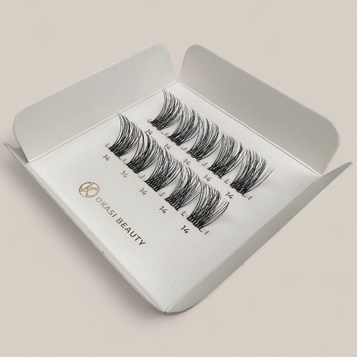 Okasi Beauty - Flawless Try Me 14 mm - Premium Natural Lashes - 10-cluster DIY Wimper segmenten - Lengte 14 mm - Ultradunne transparante wimperband - DIY wimperextensions - Natuurlijke wimperlook