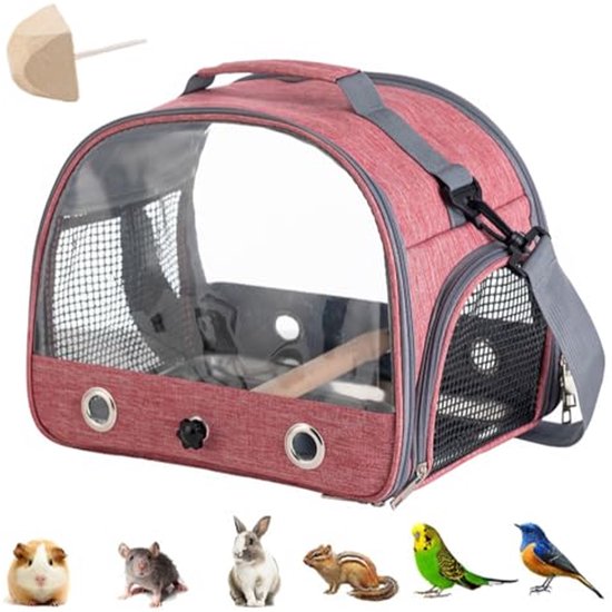 Reiskooi Voor Vogels Vogel Rugzak Draagbare Oxford Doek Transparante Cover Holle Papegaai Rugzak Vogel Draagtas 1Stks