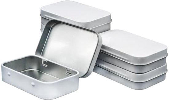 TSKDKIT 6 stuks metalen blikken containers, zilveren kleine