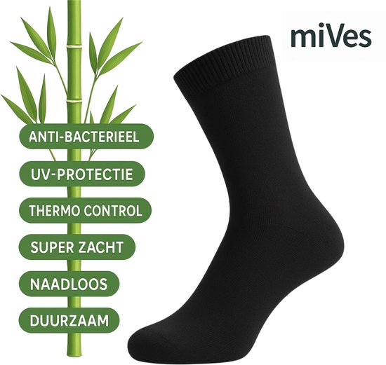 12x MIVES Chaussettes en Bamboe Sans Couture - Unisexe - 12 paires - BLEU MARINE - Taille 35-40 - Bamboe 84%