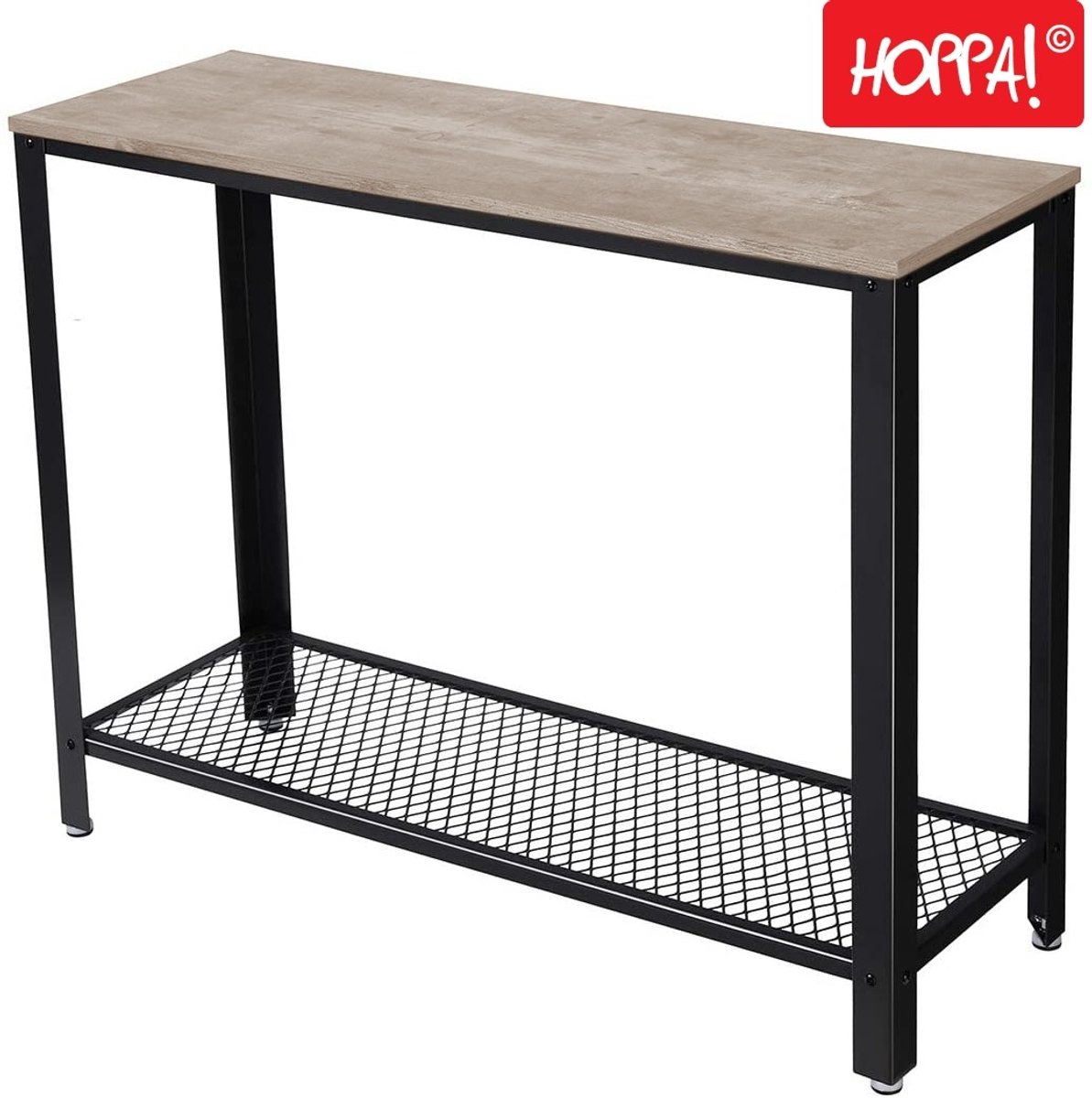 Hoppa! Consoletafel | Bijzettafel | Greige/Zwart | Hout/Ijzer | Vintage | 101,5 x 35 x 80 cm (B x D x H)