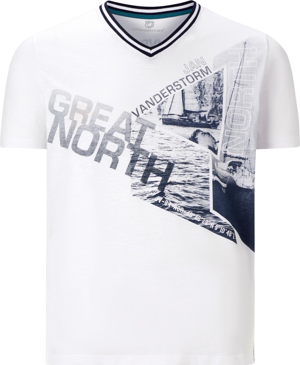 Jan Vanderstorm herren T-Shirt - 76/78 - wit - Plus Size