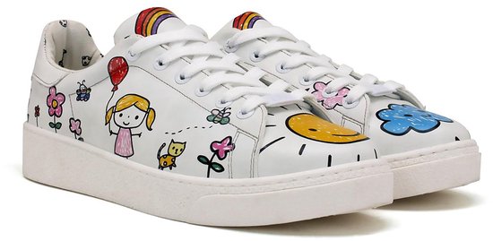 Goby – Baskets pour femmes Happy Doodle pour femme – Vegan – Fait main – Taille 38