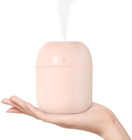 Draagbare kleine luchtbevochtiger - USB persoonlijke desktop luchtbevochtiger - Geschikt voor auto, kantoor, slaapkamer - Automatische uitschakeling - 2 miststanden - Ultra stil - 220 ml - Roze