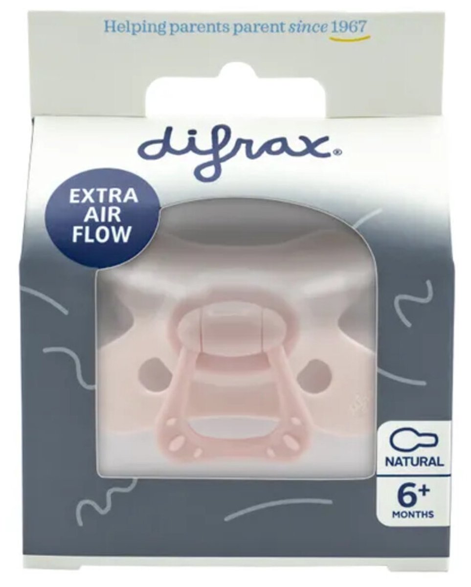 Difrax - Fopspeen Natural 6+ mnd Roze - 2 x 1 stuk - Voordeelverpakking