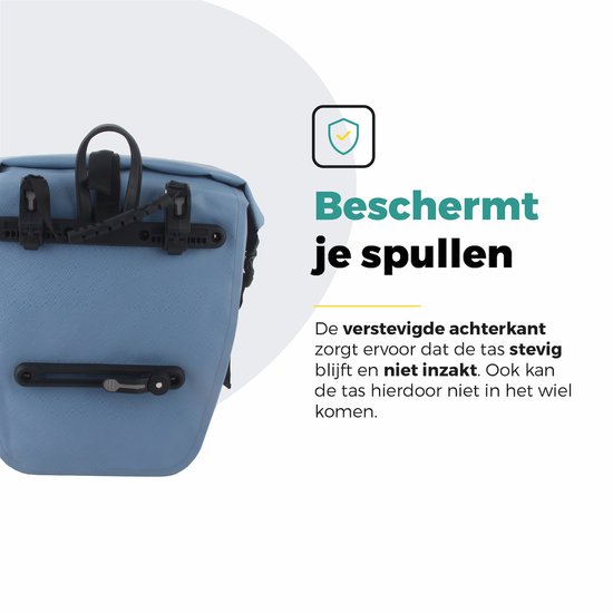 Voltano Enkele Fietstas Set E-bike - Ice Blauw - 2 x 23 Liter - Gratis Schouderband - 100% Waterdicht - Fietstassen Elektrische Fietsen van Voltano — afbeelding 4