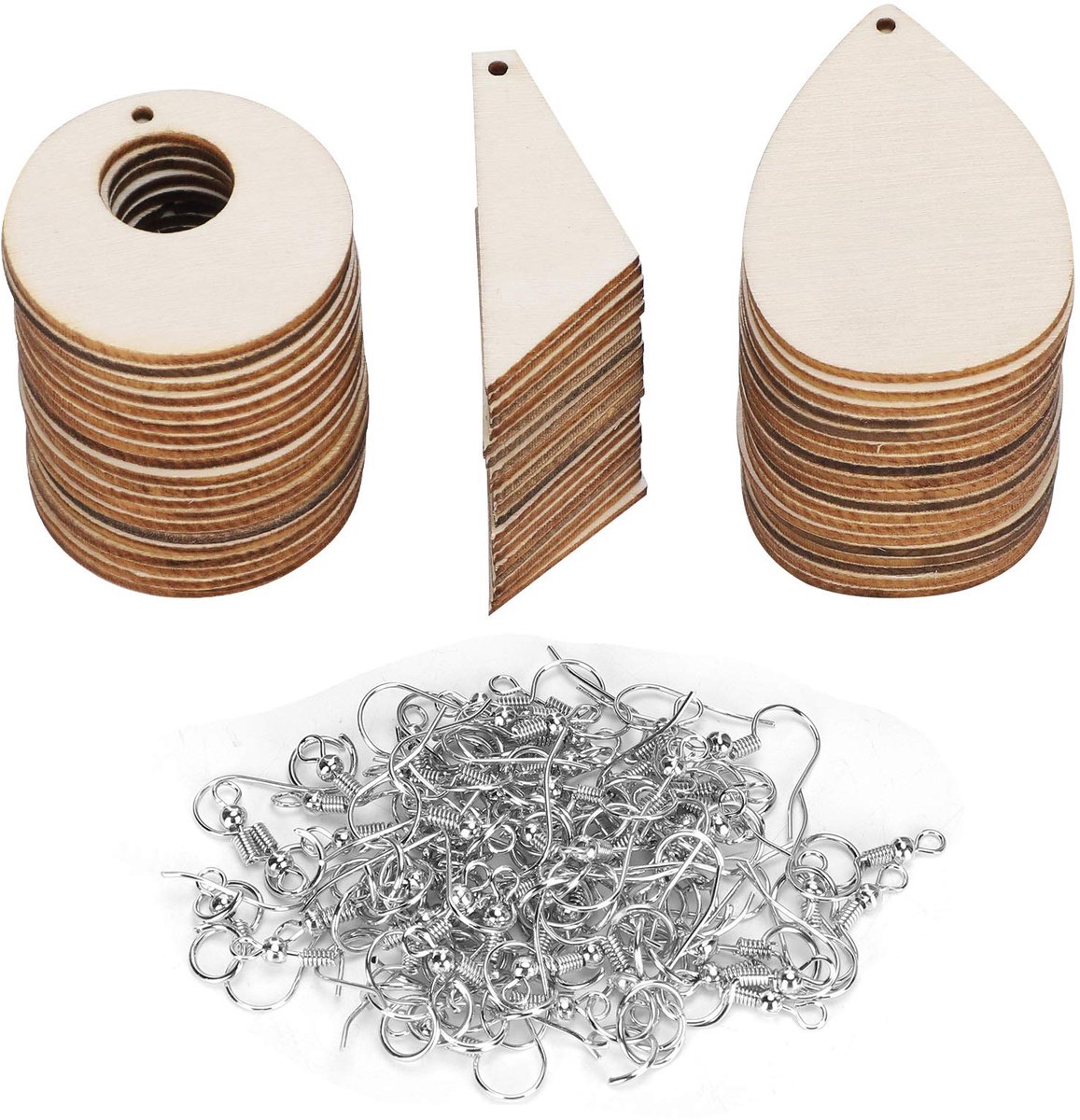 Houten Oorbellen Onbehandeld - DIY Druppelvormige Hangers - Stijlvolle Handgemaakte Accessoires