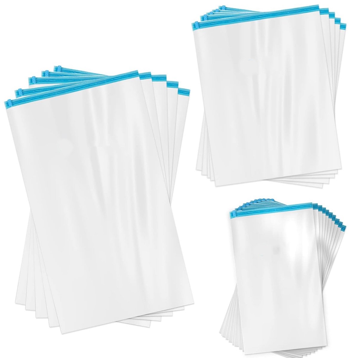 EXCITAT Stofzuigerzakken voor kleding - Lekvrije stofzakken - Herbruikbare oprolbare stofzakken - Geschikt voor reizen en backpacken - 3 maten - 6 stuks