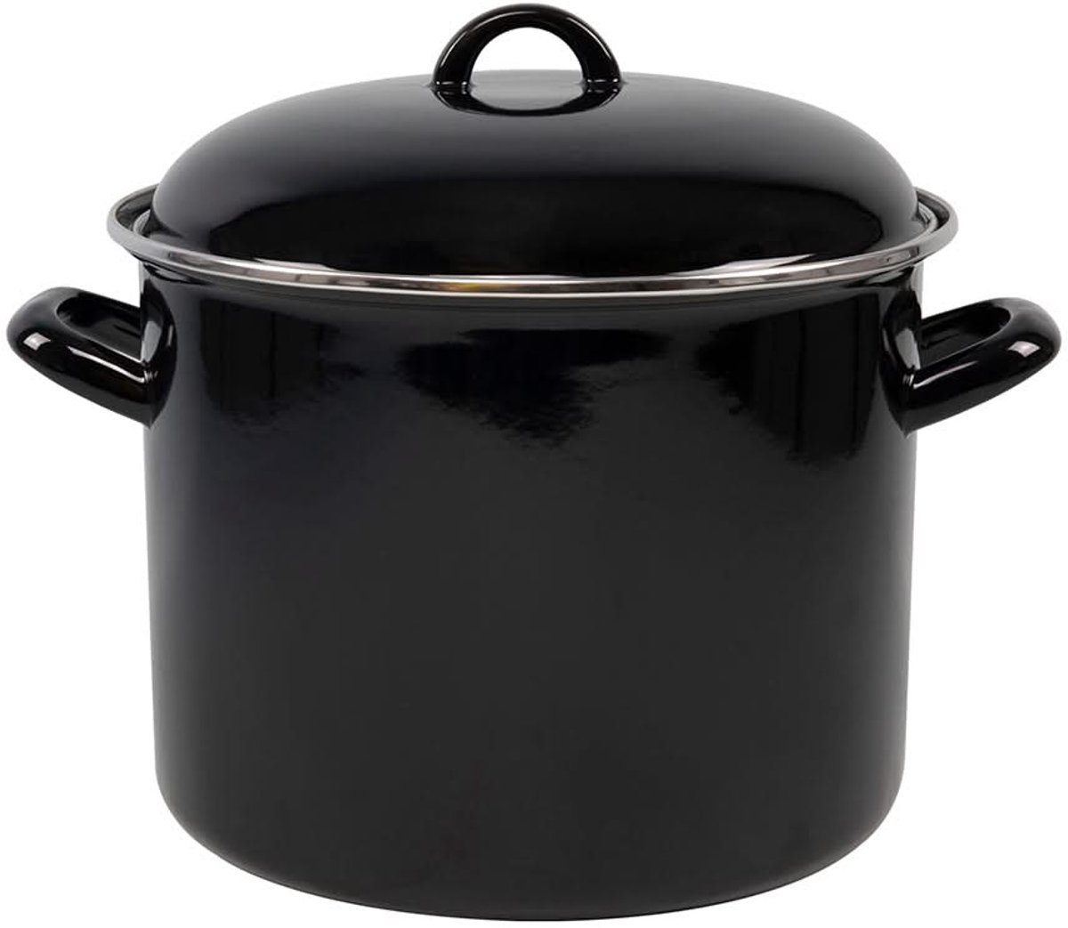 Cookinglife Soeppan - Emaille - Zwart - ø 24 cm / 8 liter - geëmailleerde anti-aanbaklaag