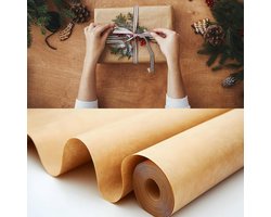 Product afbeelding van Bruin Kraftpapier - 1 Rol - 30cm × 30m - Recyclebaar - Je moet het zelf knippen - Zeer Sterk en Scheurvast - Geschikt voor Verpakking, Ambachten, Tafelkleden en Decoraties