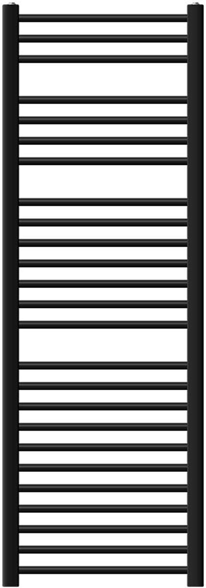 Elektrische badkamerradiator met verwarmingselement 1200W 500x1500 mm zwart mat rechte zijaansluiting & thermostaat digitaal display LuxeBath