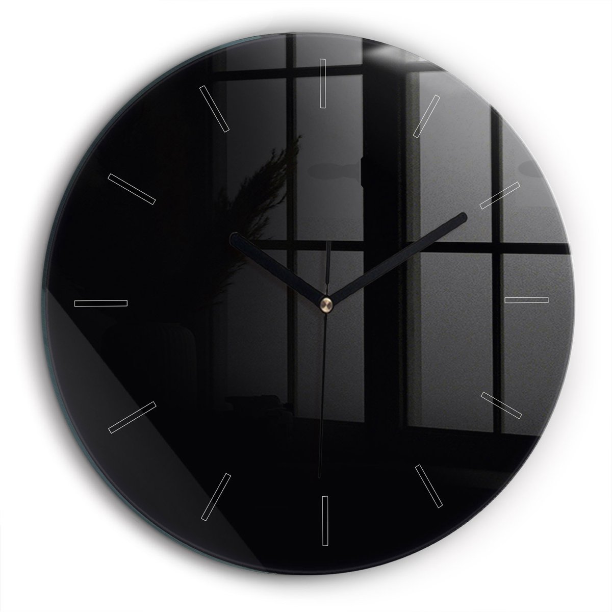 Wallfluent Wandklok - Zwart Ronde Glazen Wandklok - 60 cm x 60 cm - Zwart Wandklok - Zwarte Handen - Wandklok Zonder Cijfers - Stille Wandklok Slaapkamer - Ronde Glas Klok - Scandinavisch Wandklok - Ronde Glazen Klok