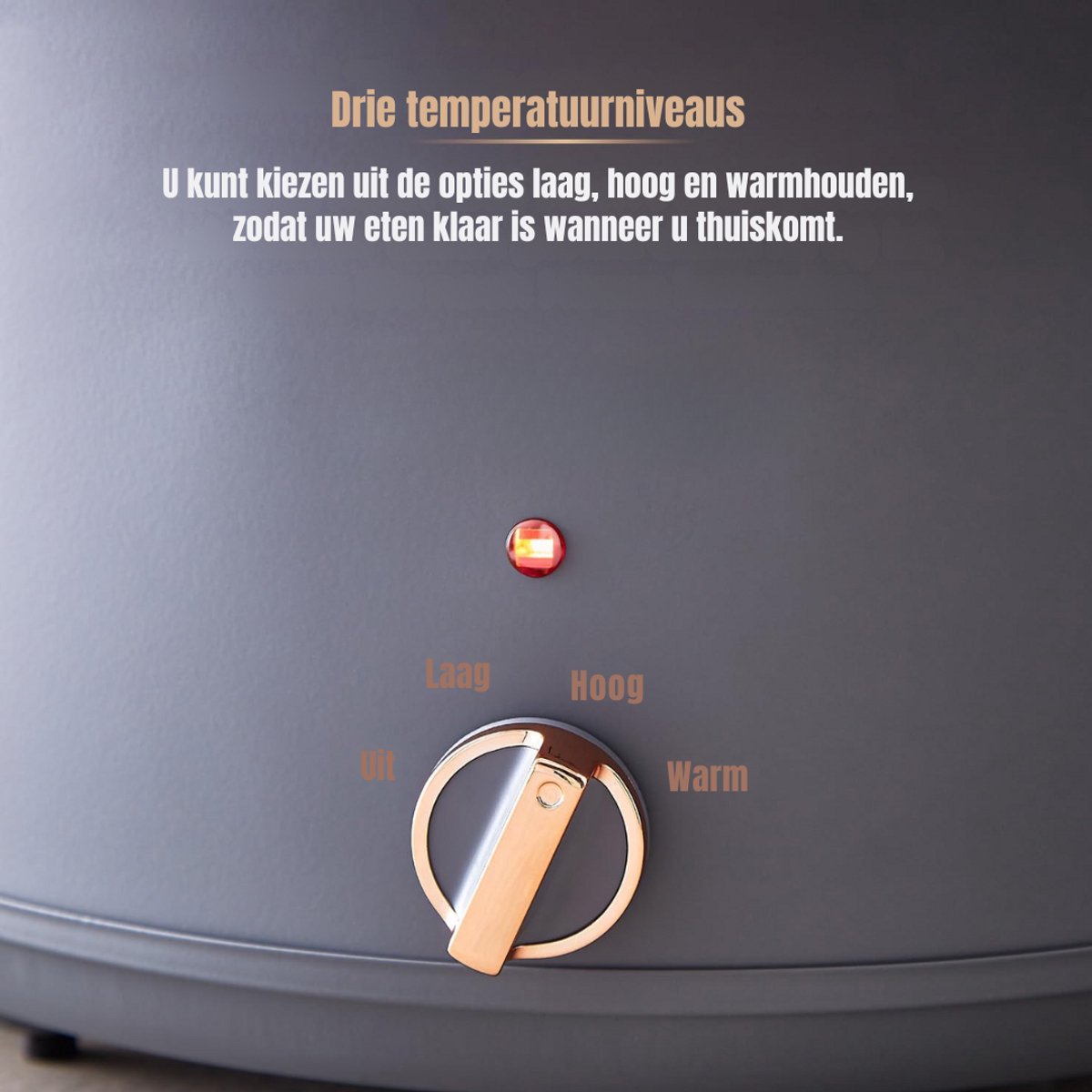 Afbeelding 2 van SCH® Slowcooker met timer - Slowcooker - Crockpot - Grijs - ‎30cm x 42cm x 26cm