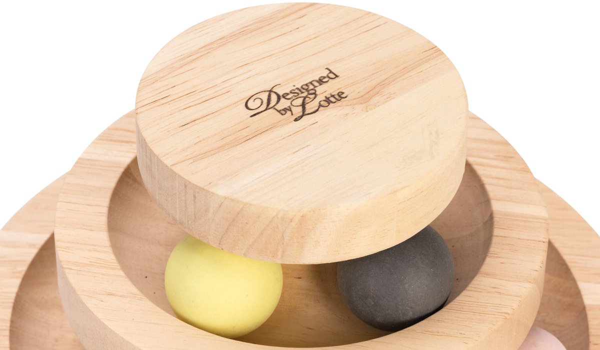 Designed by Lotte Speeltoren Mia - Kattenspeelgoed - Hout - Bruin - 26x26x14,5 cm — afbeelding 6