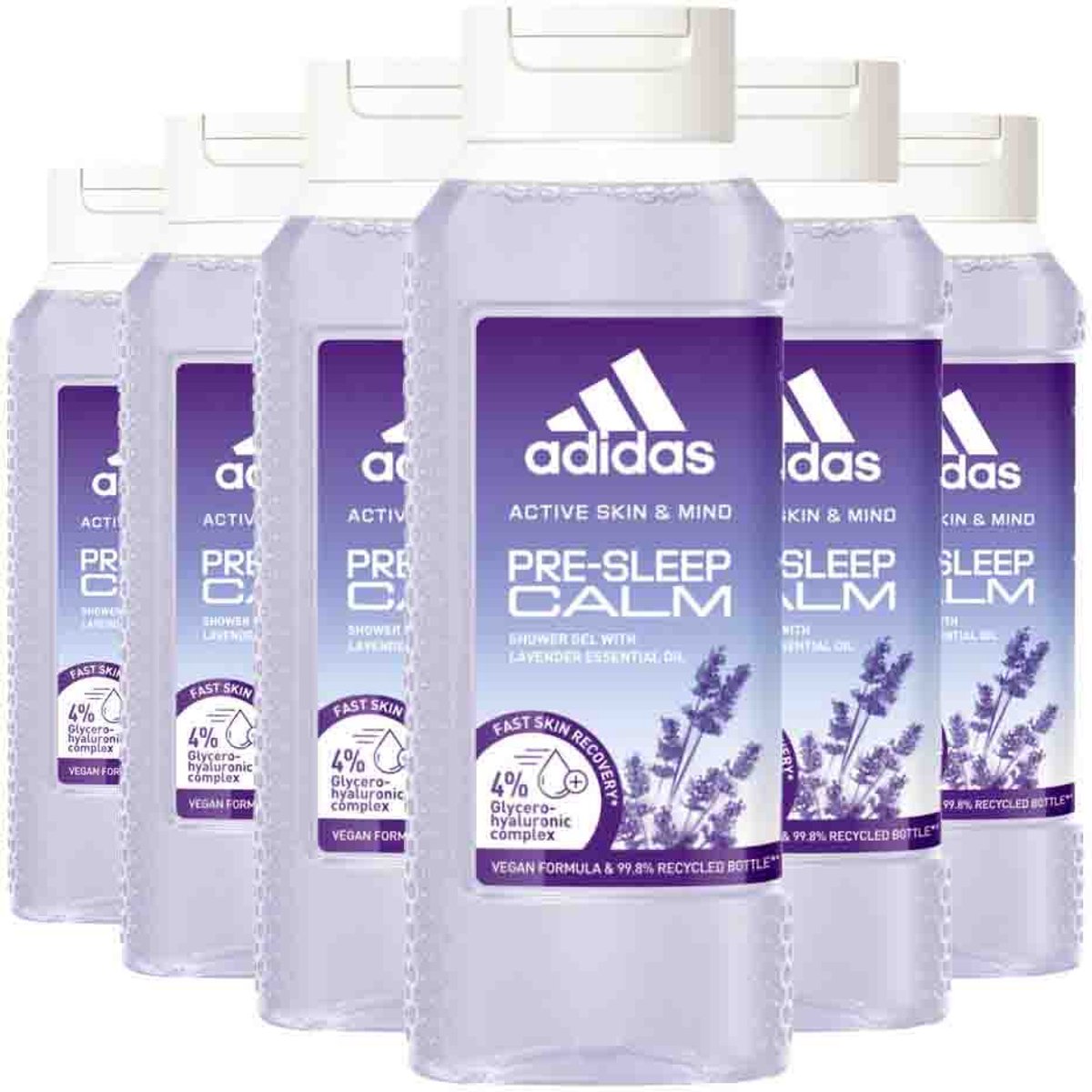 Adidas - Shower Gel Active Skin & Mind Pre-sleep Calm W - 6 x 250 ml - Voordeelverpakking