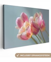 Canvas schilderij 120x80 cm - Wanddecoratie Tulpen - Roze - Stelen - Muurdecoratie woonkamer - Slaapkamer decoratie - Kamer accessoires - Schilderijen op canvas