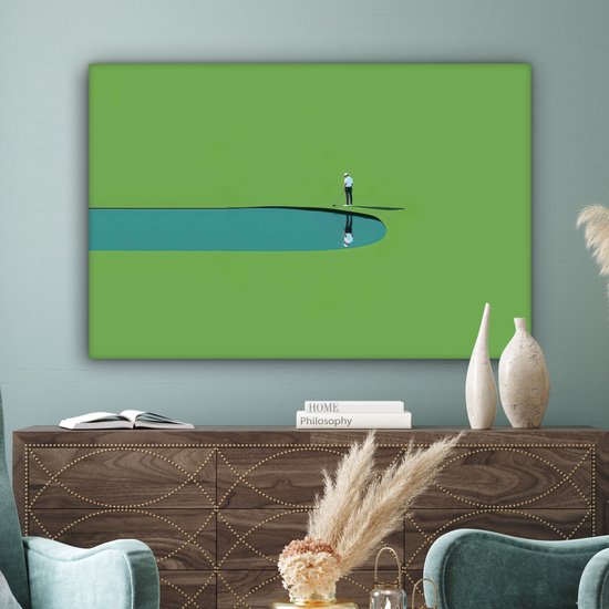 Tableau sur toile 120x80 cm - Décoration murale Personne - Golf - Water - Blauw - Décoration murale murale salon - Décoration chambre - Accessoires chambre - Peintures sur toile