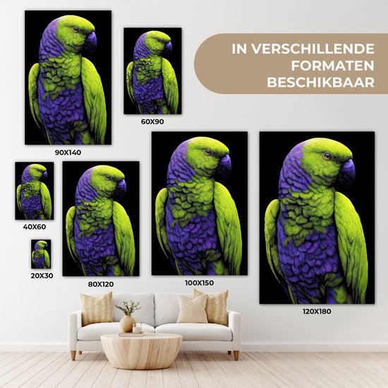 Peinture sur toile 120x180 cm - Décoration murale Perroquet - Ressorts - Frappant - Vert - Décoration murale murale salon - Décoration chambre - Accessoires chambre - Peintures sur toile