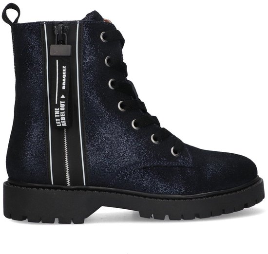 Bottes pour femmes motardes pour Filles Braqeez 425771-928 - Blauw - Cuir - Lacets