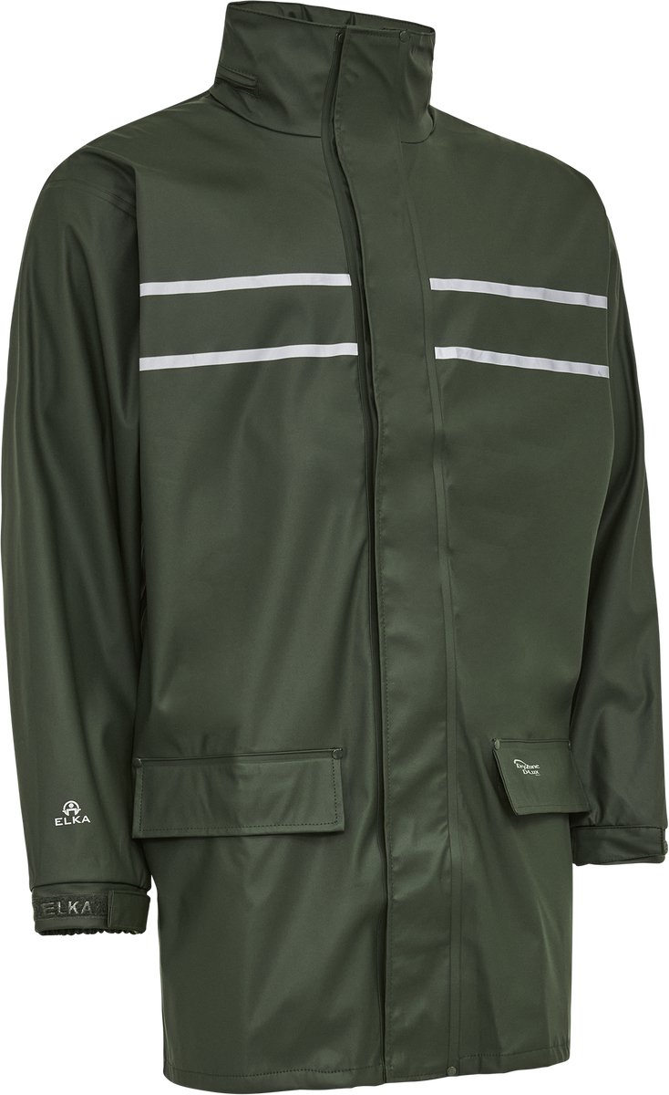 Elka Dry Zone D-Lux PU Rain Jacket with extra length 026301 Olijf