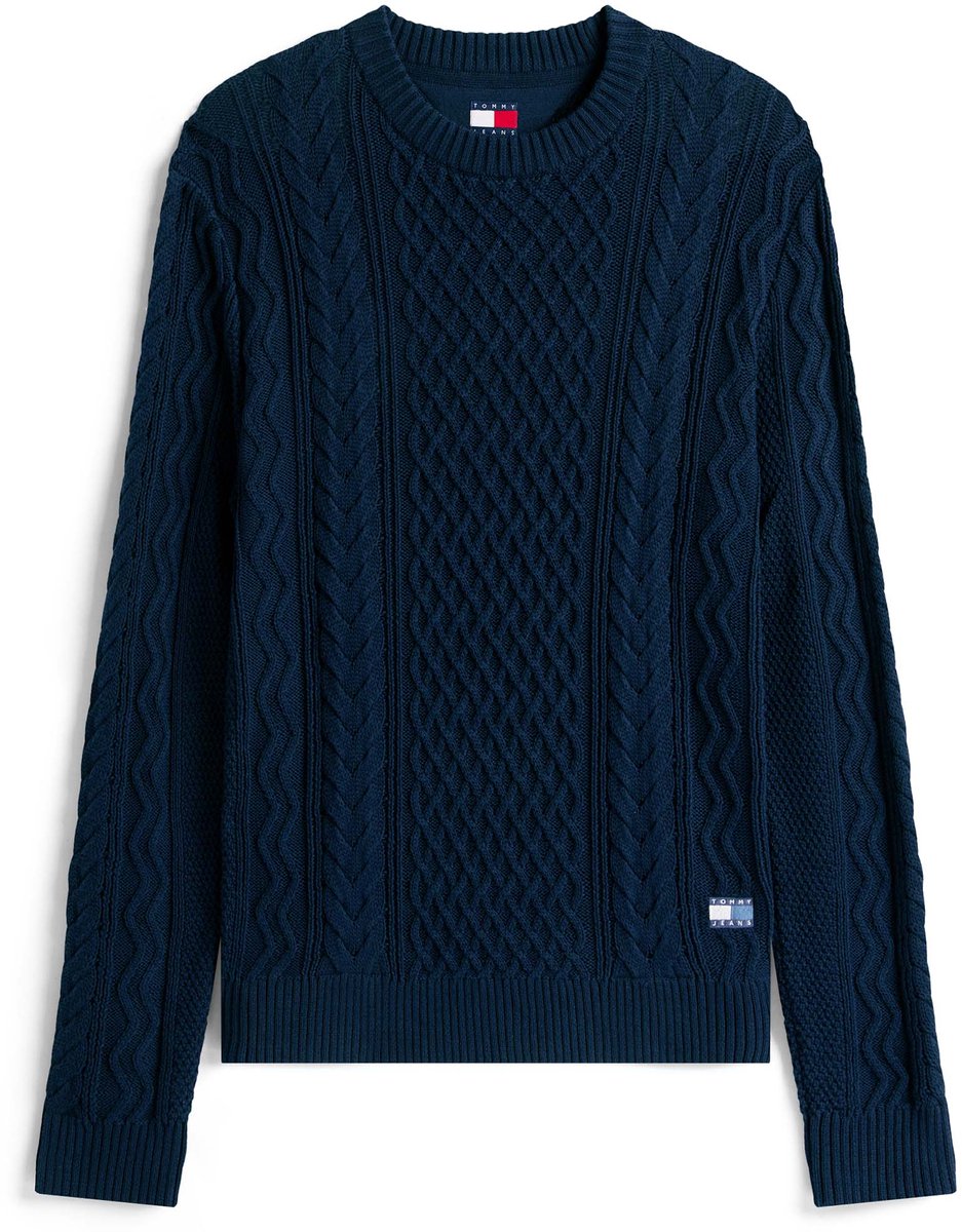 Tommy Jeans Trui Tjm Slm Badge Cable Fashion Wear Volwassen Blauw