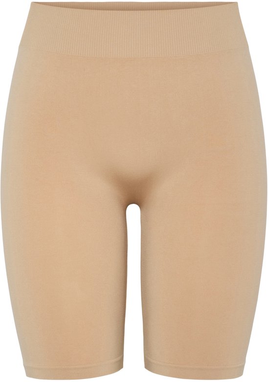 Huidskleurige fietsshort met geribbelde tailleband.