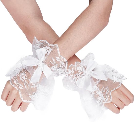 Witte bruid feesthandschoenen Vingerloze sexy kanten korte strikhandschoenen voor damesfeest kopen vanaf een prijs van 1.51