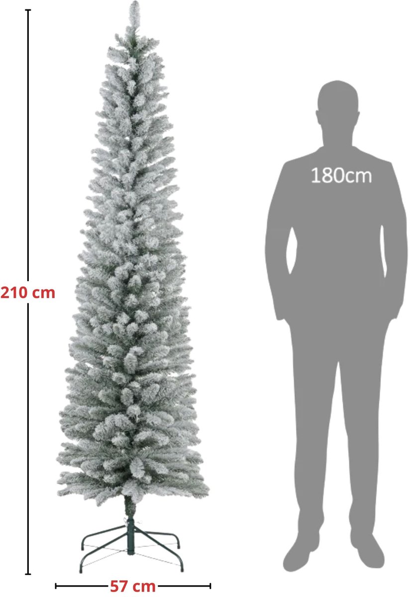 Kunstkerstboom met verlichting - Smalle kerstboom - Pencil Kerstboom - 210 cm – foto 4