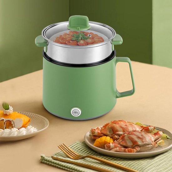 Elektrische kookpan, 1,7 l, mini-hotpot met stoompan, 600 W, slowcooker