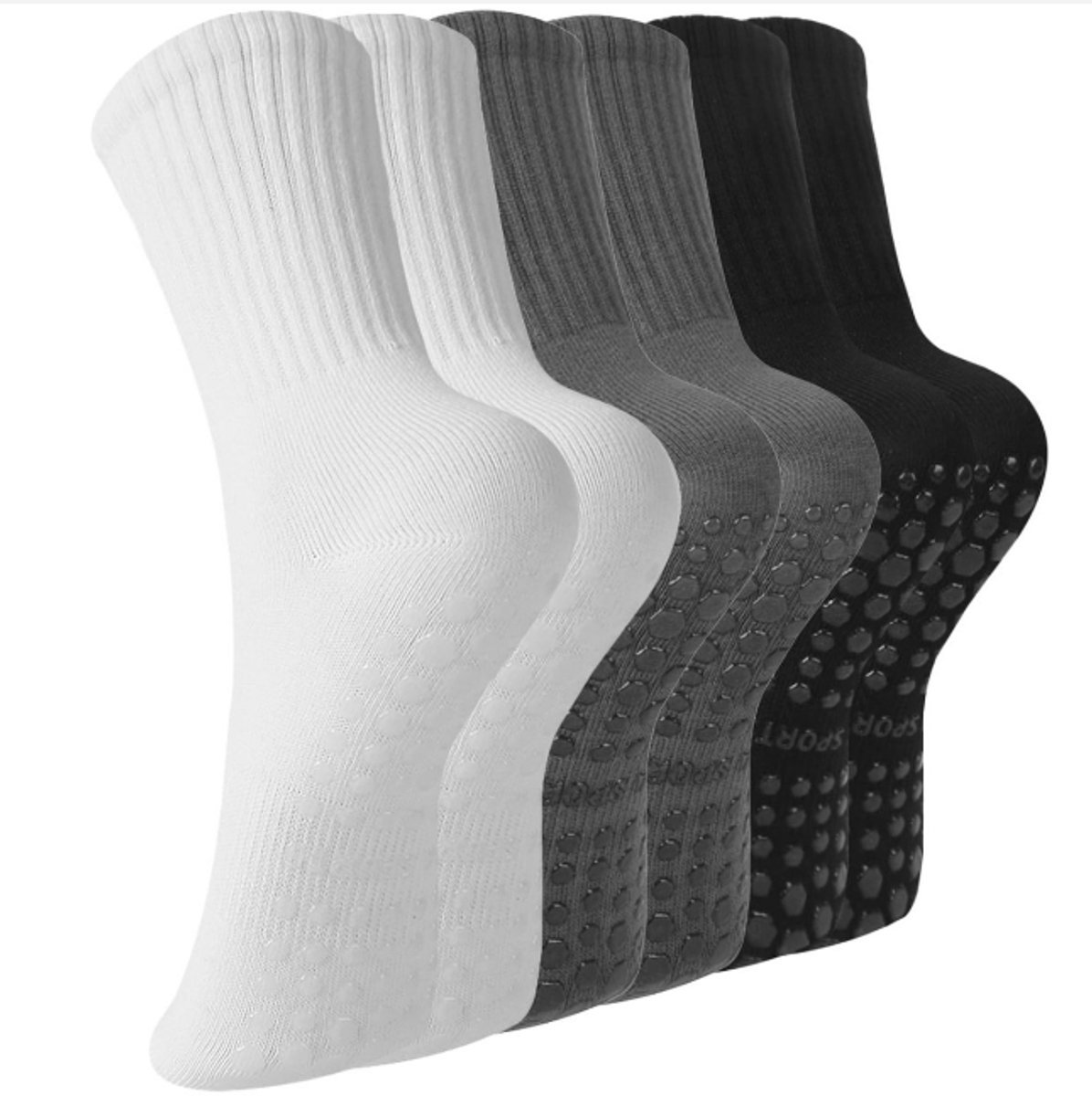 Kraftverdia® -Pilates sokken - Yoga sokken antislip dames - maat 36-40 - 3 Paar - Sportsokken - geschikt voor ballet, dans, oefeningen, fitness, hardlopen - Naadloos - antislip sokken