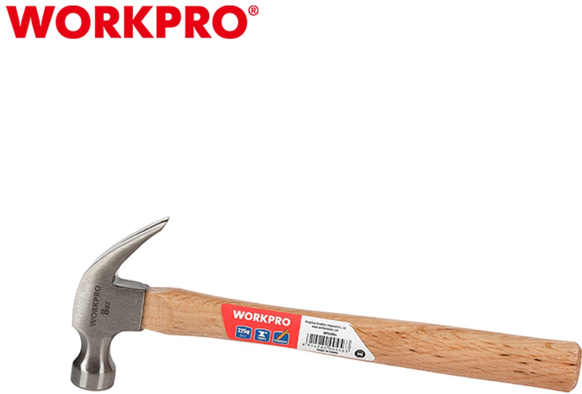 WORKPRO WP241007 Klauwhamer 560g – Gehard Koolstofstaal & Hardhouten Handvat