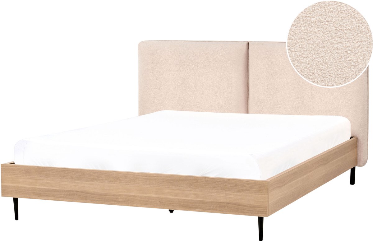 BELIANI LIMANTON - Bed - Beige - 160 x 200 cm - Bouclé