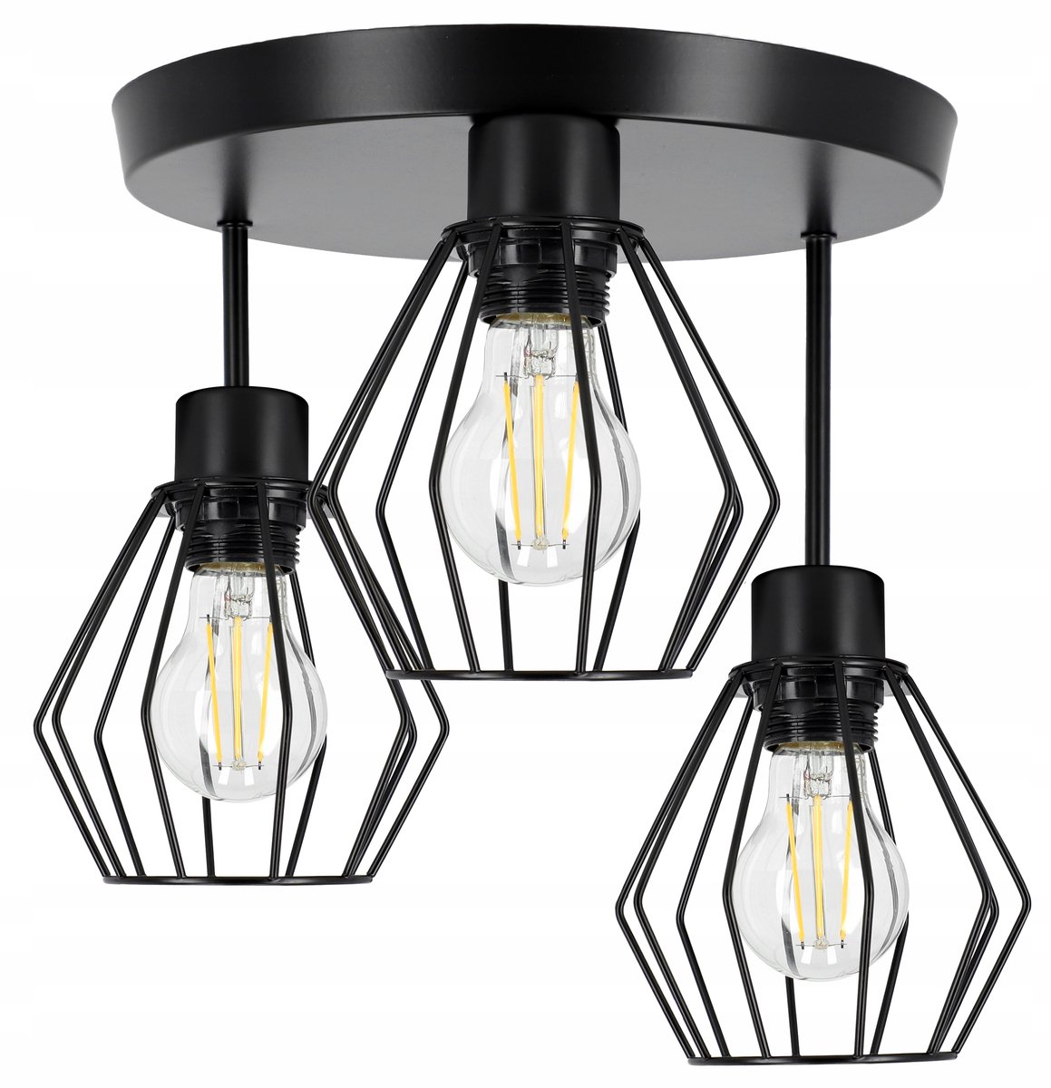 Industriële Hanglamp Diamant Zwart E27 Loft Stijl