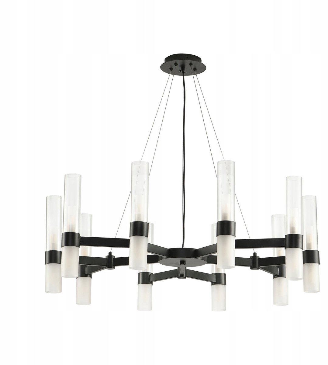 CANDELA-10 Zwarte Hanglamp met 10 Lampkappen - Stijlvol en Modern