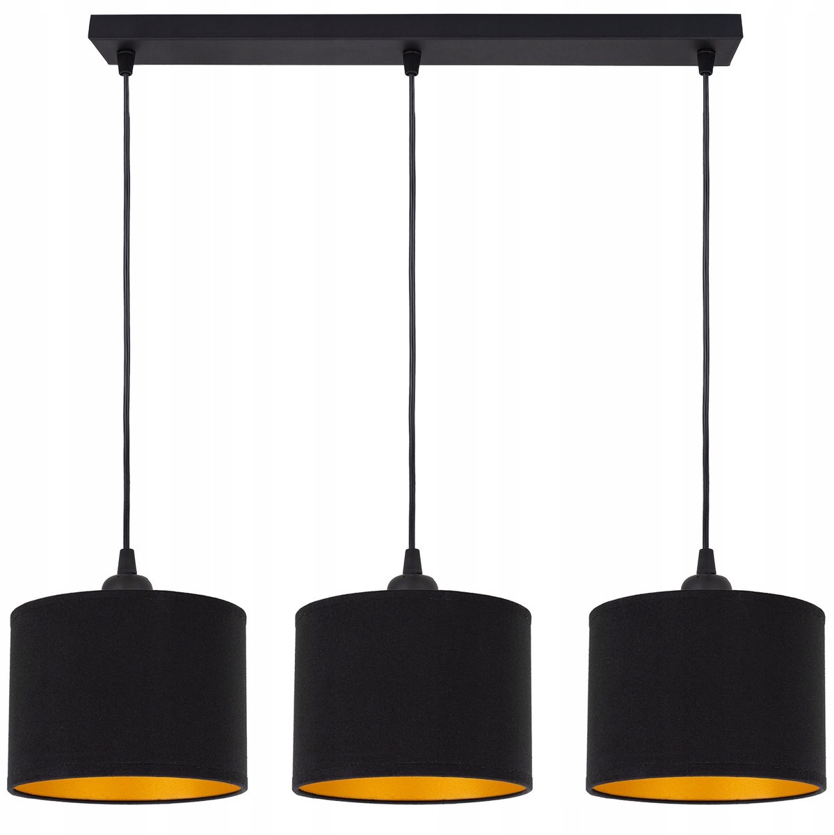 Hanglamp Loft Zwart Goud 3x E27 Stoffen Kap