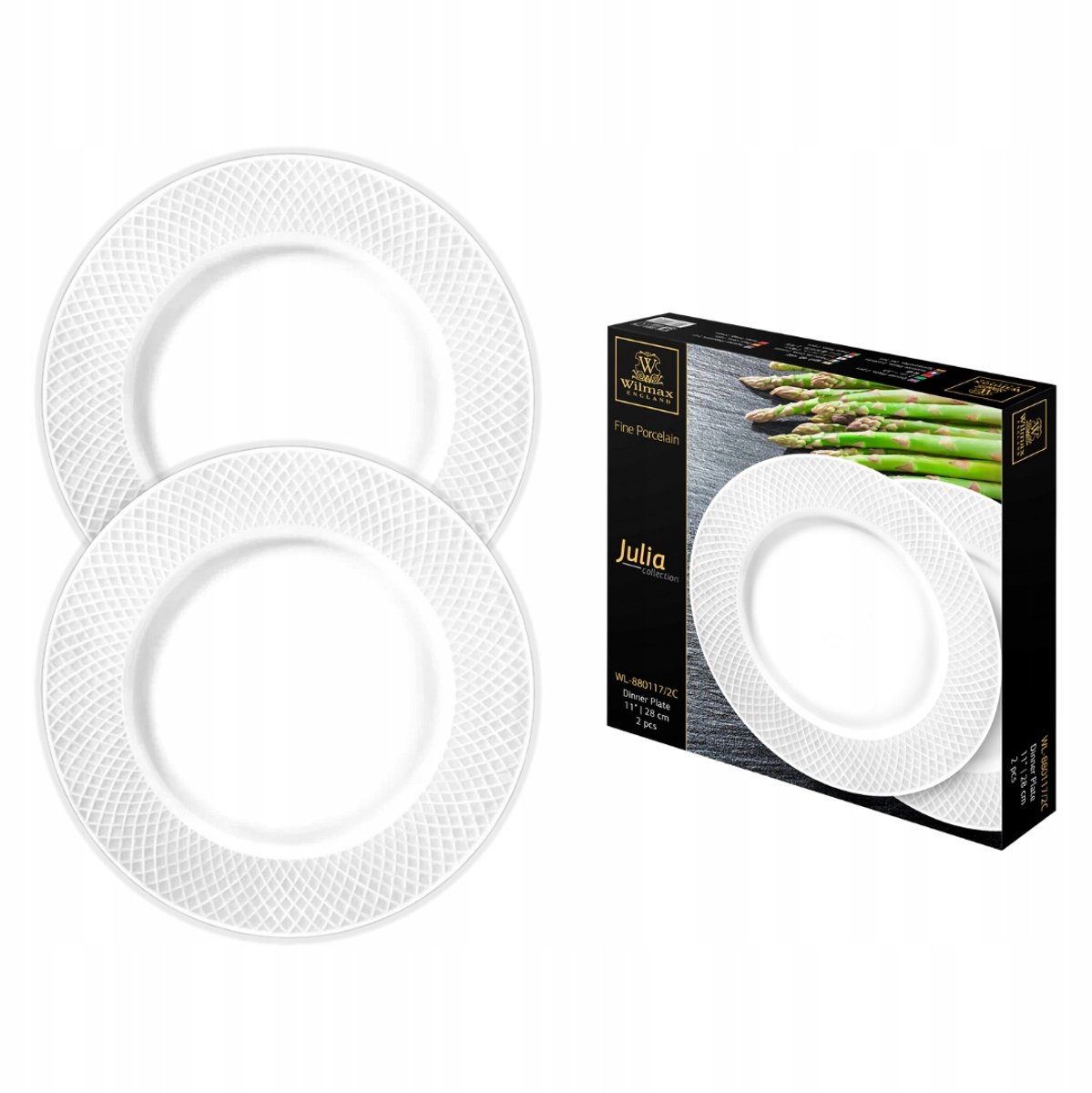 Wilmax Porseleinen Dinerborden Rond 28 cm - Set van 2