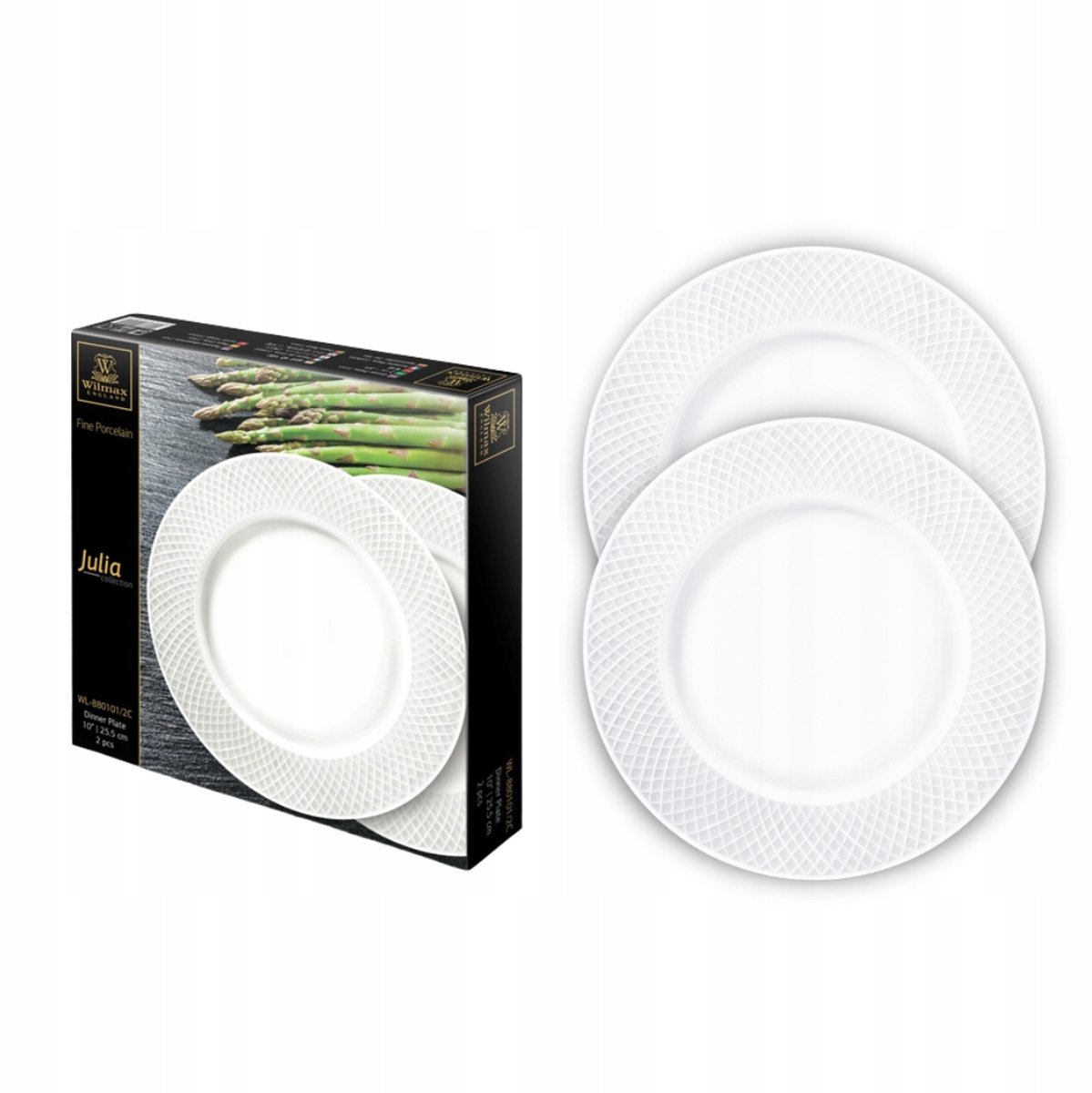 Wilmax Porseleinen Dinerborden Rond 25,5 cm - Set van 2
