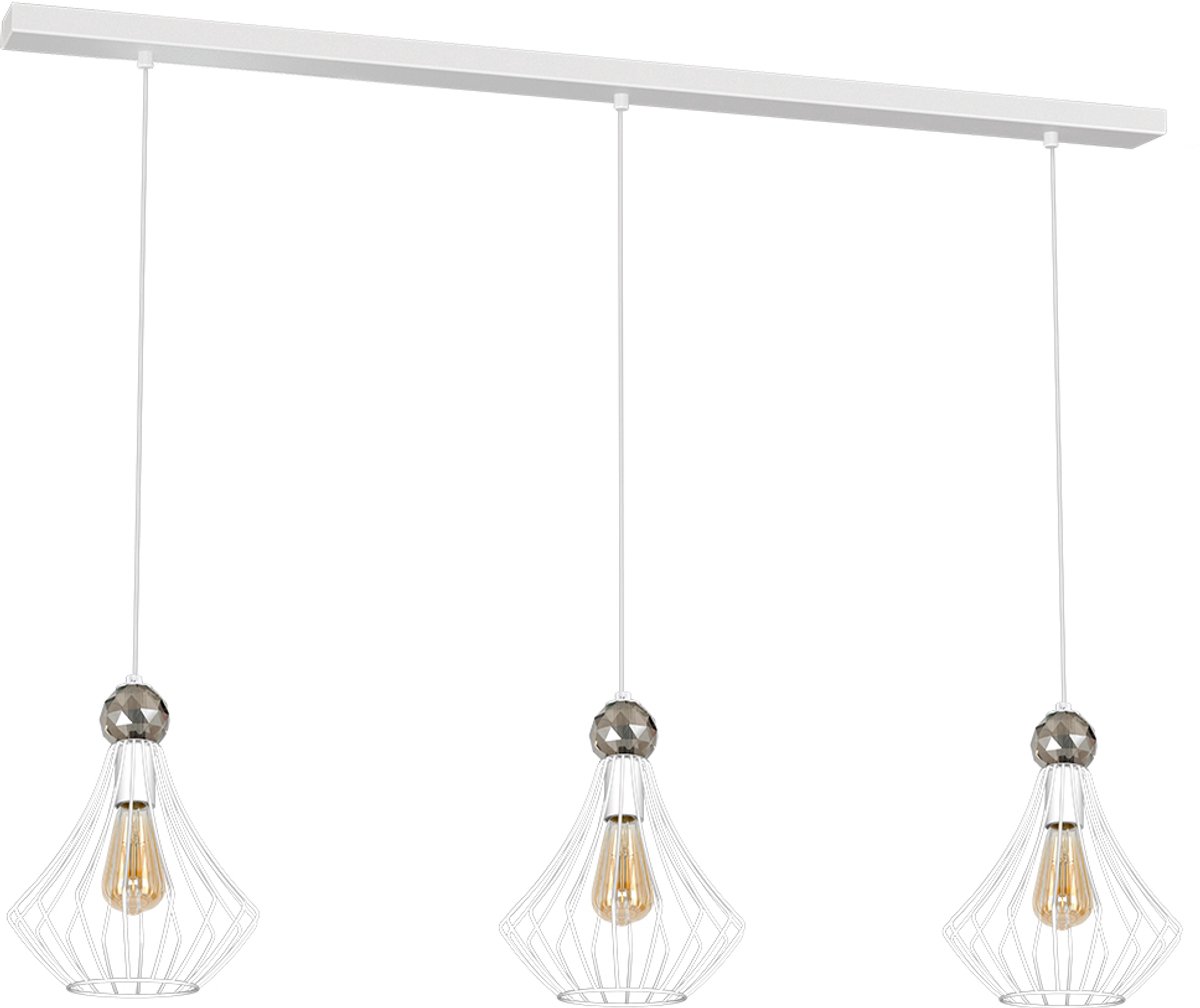Milagro Jewel 3 Hanglamp - Wit, Metaal & Kristal, E27