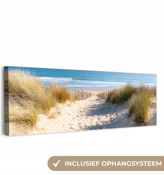 Canvas schilderij 150x50 cm - Wanddecoratie Strand - Zee - Duin - Zand - Zomer - Muurdecoratie woonkamer - Slaapkamer decoratie - Kamer accessoires - Schilderijen op canvas