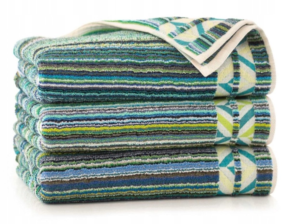 Zwoltex Peru Handdoek 50x90cm - Egyptisch Katoen - Blauw/Groen
