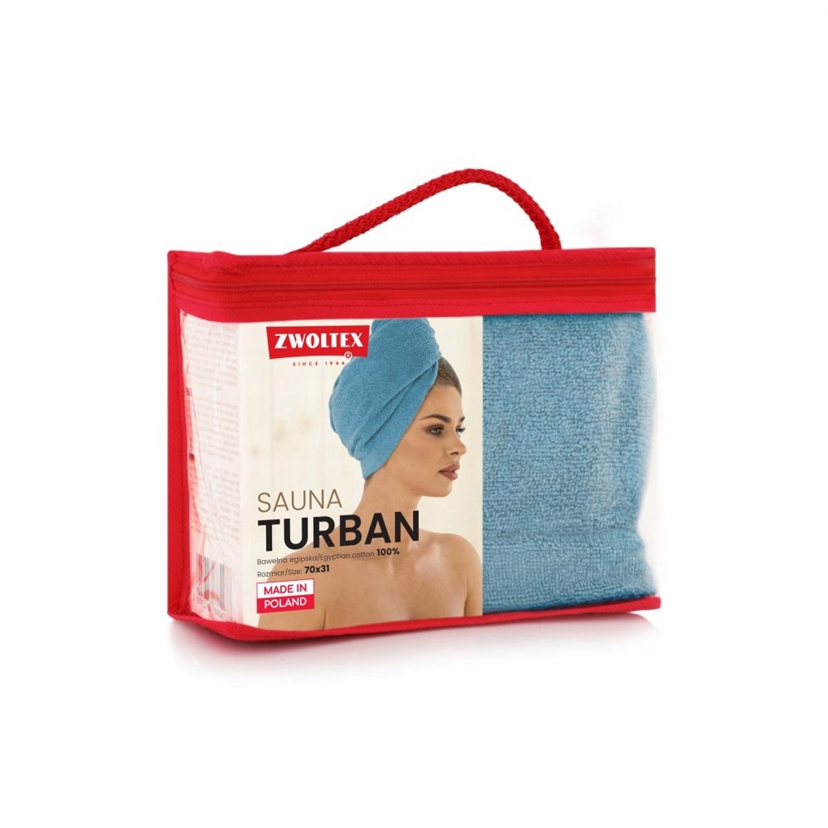 Zwoltex Badstof Sauna Turban met Knop - 100% Egyptisch Katoen Blauw