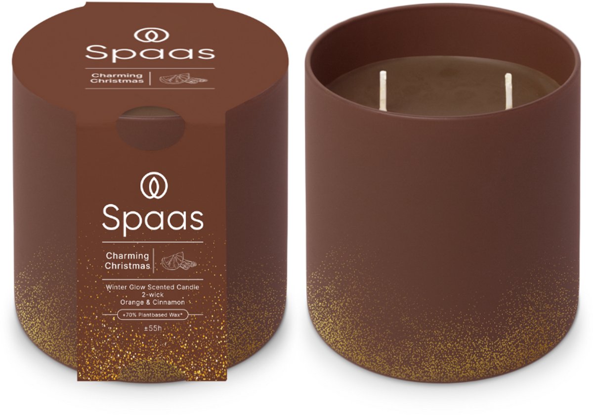 Spaas WinterGlow Geurkaars 2-wiek - Charming Christmas - Bordeaux - circa 55u - Ø10cm - 2 