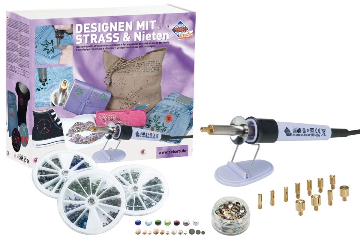 Knutselset met strass-steentjes en klinknagels